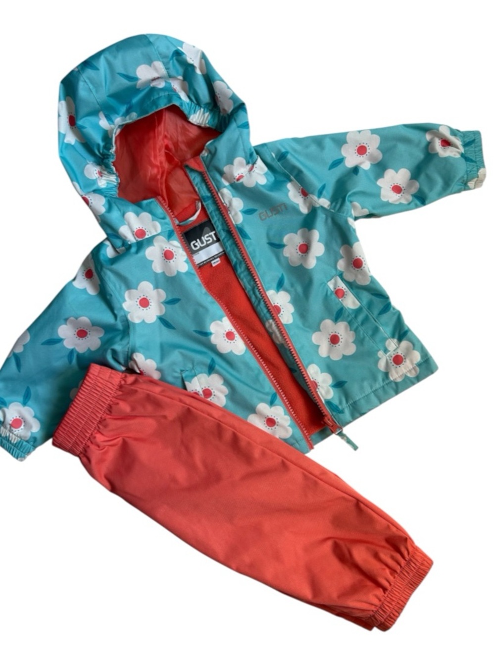 Gusti Kids Floral Rain Jacket & Coral Pants Set